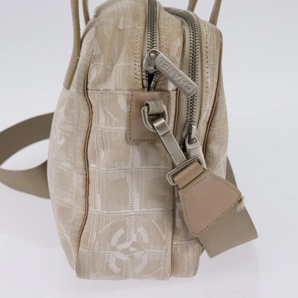 CHANEL New Travel Line Hand Bag Nylon 2way Beige Silver CC Auth 143907 - Picture 6 of 16